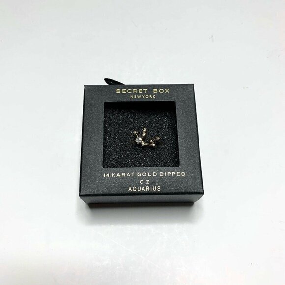 SECRET BOX Aquarius Constellation Ring 14K Gold Dipped CZ Adjustable - Picture 1 of 4